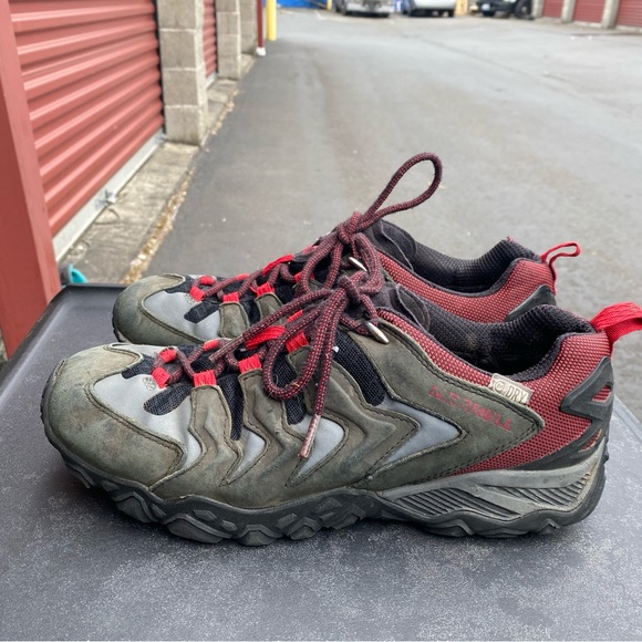 Mens Merrell Chameleon Shift Ventilator Olive Red Waterproof Hiking Boots Sz 9.5 - Picture 5 of 10